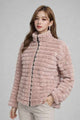 Women’s Soft Cream Faux Fur Winter Jacket – Zip-Up Warm Coat