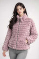 Women’s Soft Lavender Faux Fur Winter Jacket – Zip-Up Warm Coat